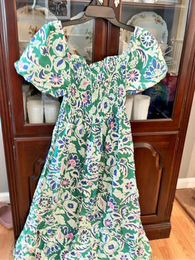 Parami Design Floral Maxi Dress in Green & Blue